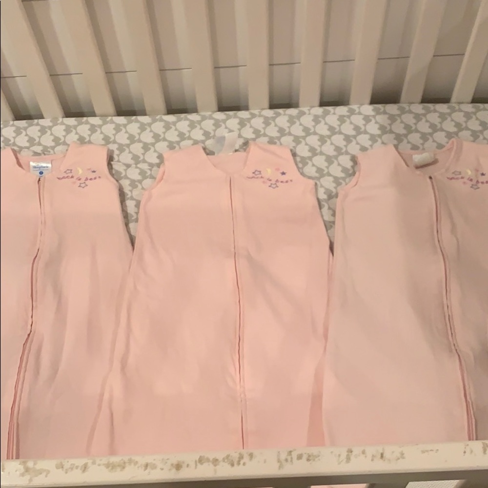 Set of 3 small pink cotton Halo sleep sacks